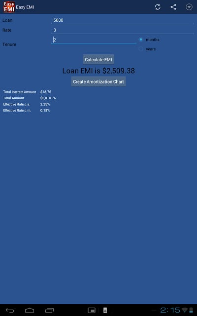 Easy EMI Loan Calculator截图1