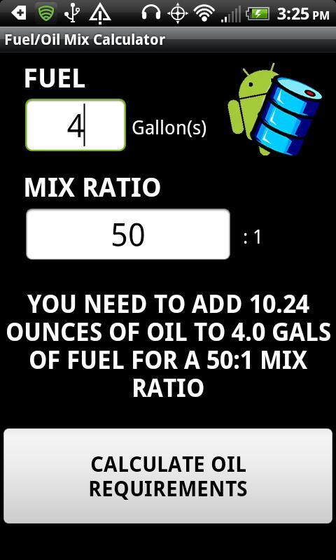 Fuel/Oil Mix Calculator截图4