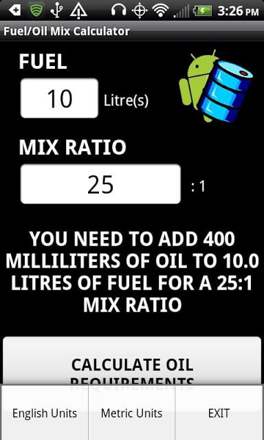 Fuel/Oil Mix Calculator截图1