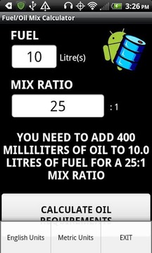 Fuel/Oil Mix Calculator截图