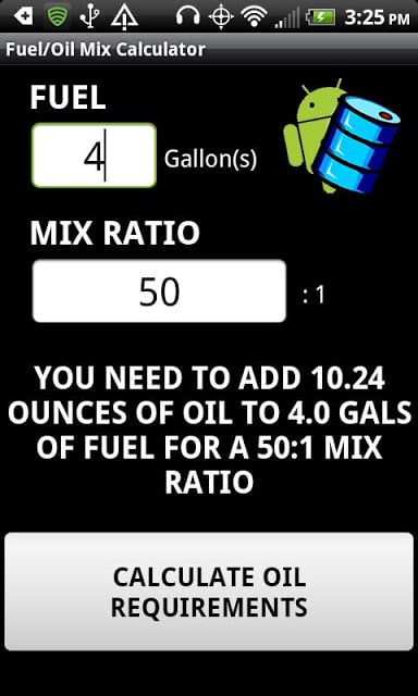 Fuel/Oil Mix Calculator截图2