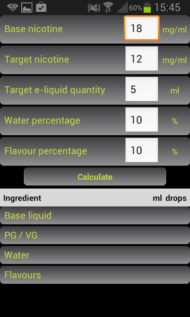 E-Liquid Calculator截图1