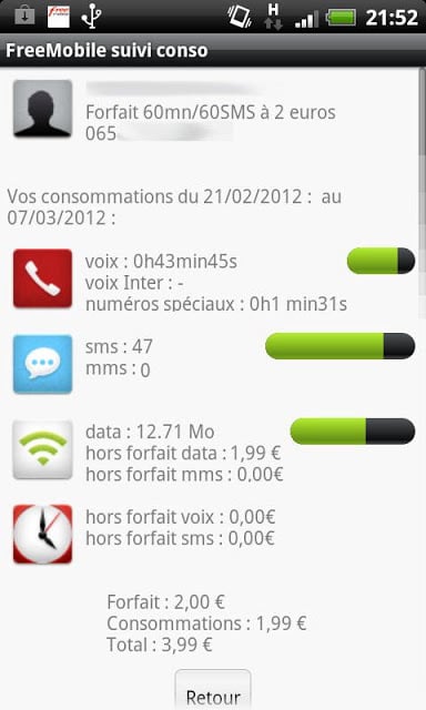 FreeMobile Suivi Conso截图8