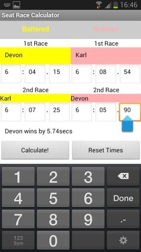 Rowing Seat Race Calculator截图2