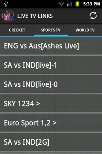 Cricket Streaming TV Ind v SA截图2