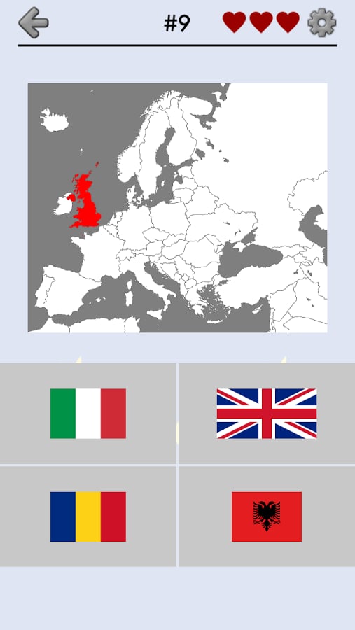 欧洲国家 - 关于欧洲所有国家，地图，旗帜和首都的测验截图1