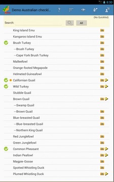 Australian Bird Checklist demo截图