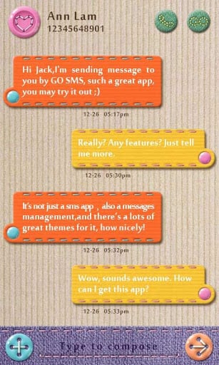 GO SMS Pro Fabric Theme EX截图1