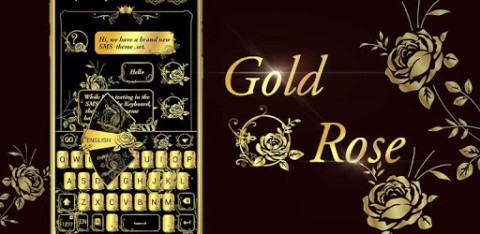 Gold Rose GO Keyboard Theme截图2