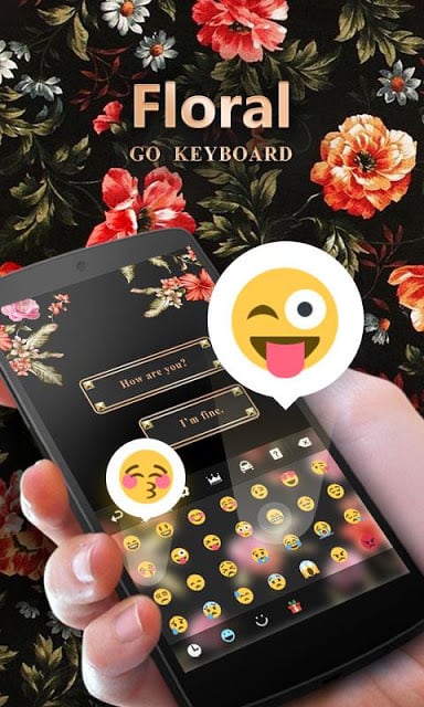 Floral GO Keyboard Theme Emoji截图5