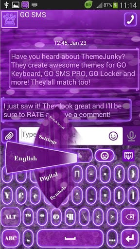 GO Keyboard Purple Neon Theme截图6