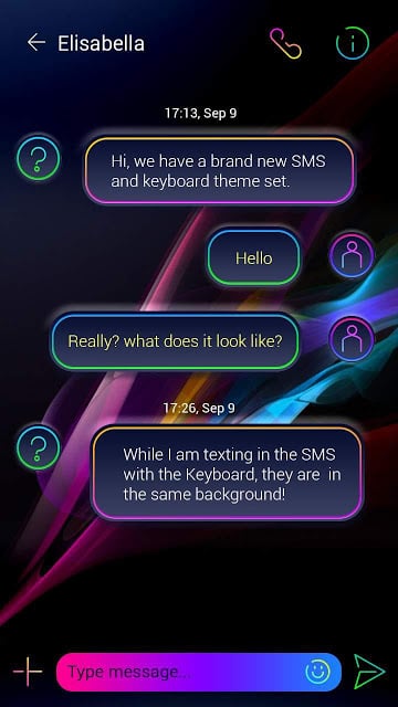 GO SMS PRO NEON WAVE THEME截图1