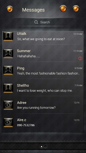 FREE-GO SMS SENIOR BLACK THEME截图2