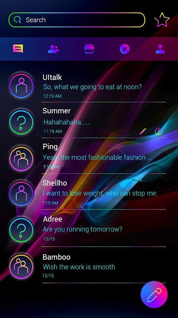 GO SMS PRO NEON WAVE THEME截图2