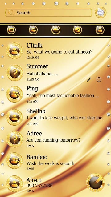 (FREE) GO SMS PURE GOLD THEME截图1