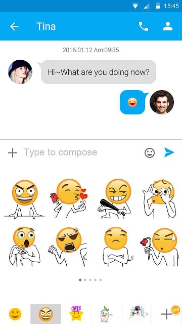 FREE-GO SMS FUNNYEMOJI STICKER截图1