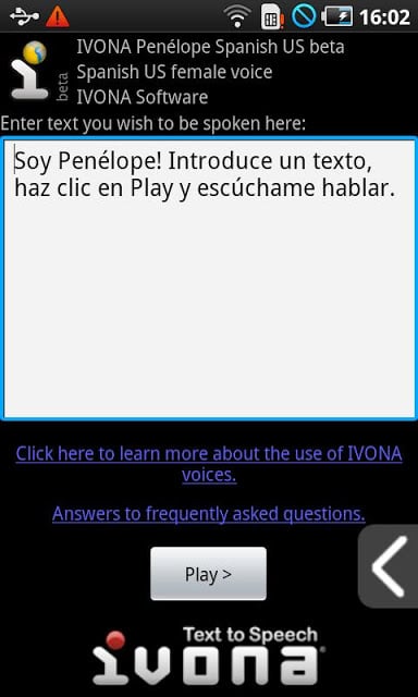 IVONA Pen&eacute;lope Spanish US beta截图3