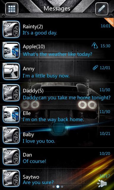 GO SMS PRO AiBlue ThemeEX截图5