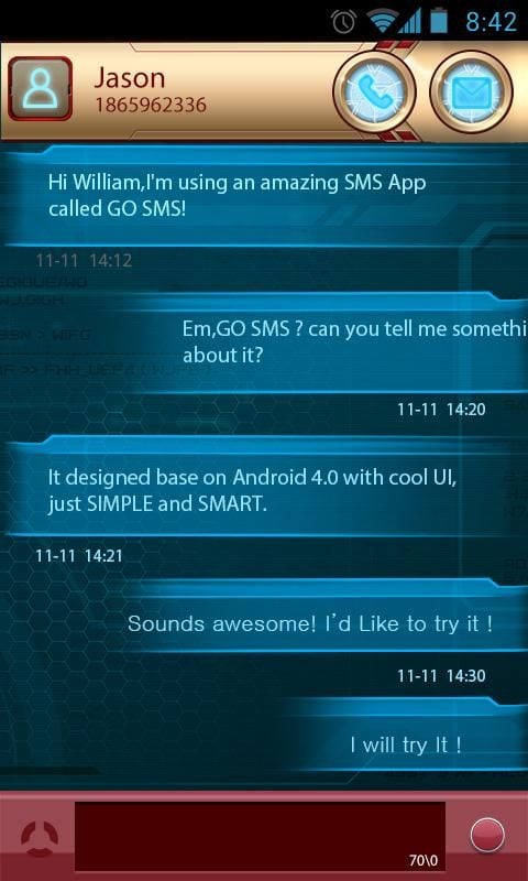 GO SMS Theme Steel截图2