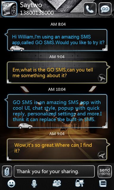 GO SMS PRO AiBlue ThemeEX截图2