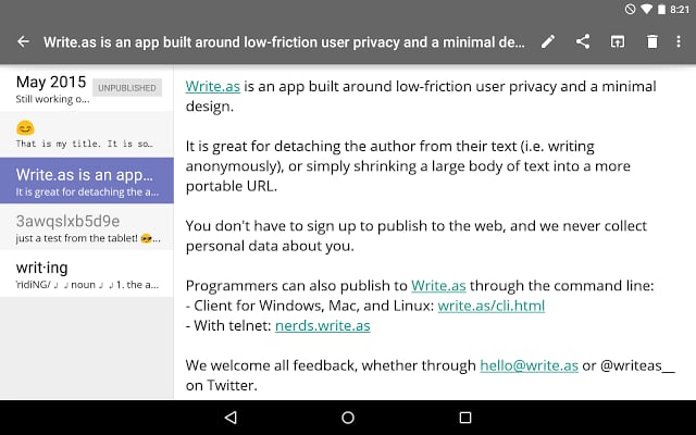 Write.as - blog and journal截图6