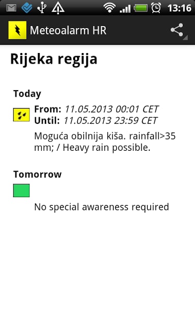 Meteoalarm Croatia截图3