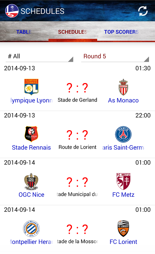 Livescore Ligue 1 2014-2015截图2