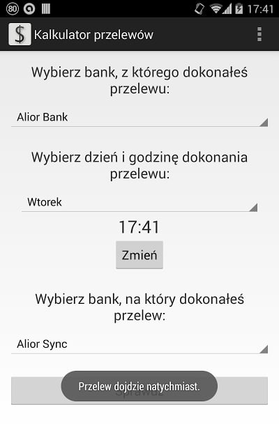 Kalkulator przelew&oacute;w截图2