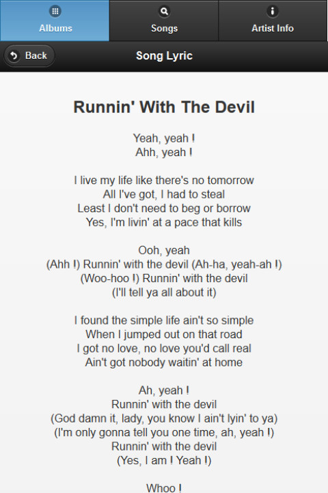 Van Halen All Lyrics截图3