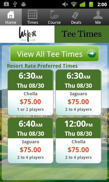 WeKoPa Golf Tee Times截图2