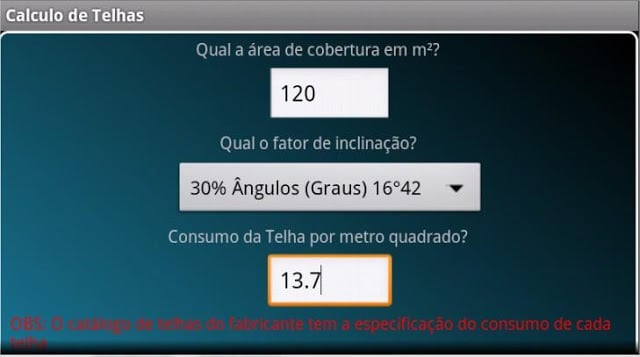 Calculo de Telhas截图1