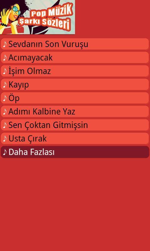 Pop Müzik Şarkı Sözleri - Android截图2