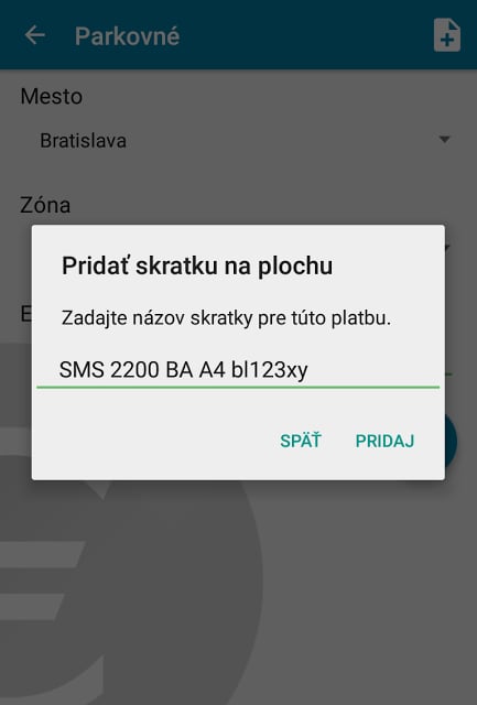 SMS platby - MHD, parkovne截图11