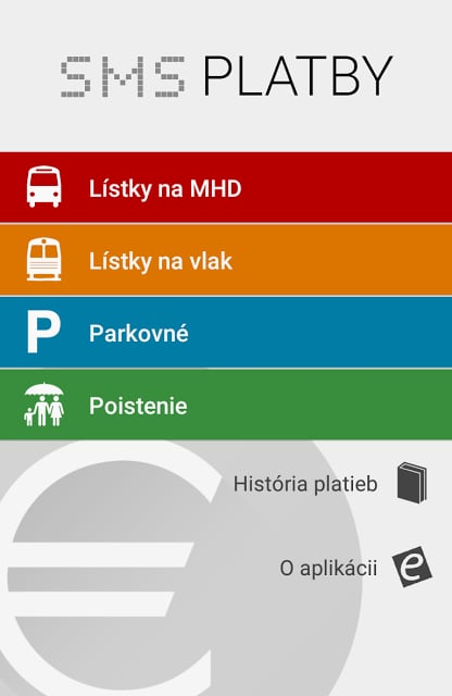 SMS platby - MHD, parkovne截图1