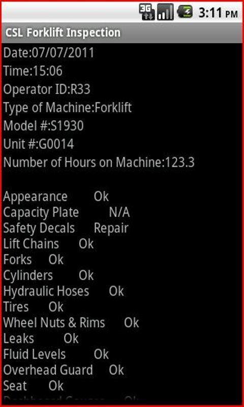 CSL Forklift Inspection截图3