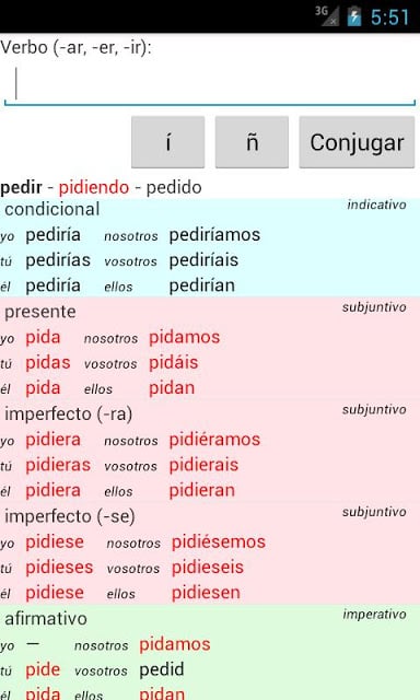 Conjugador de verbos espa&ntilde;oles截图2