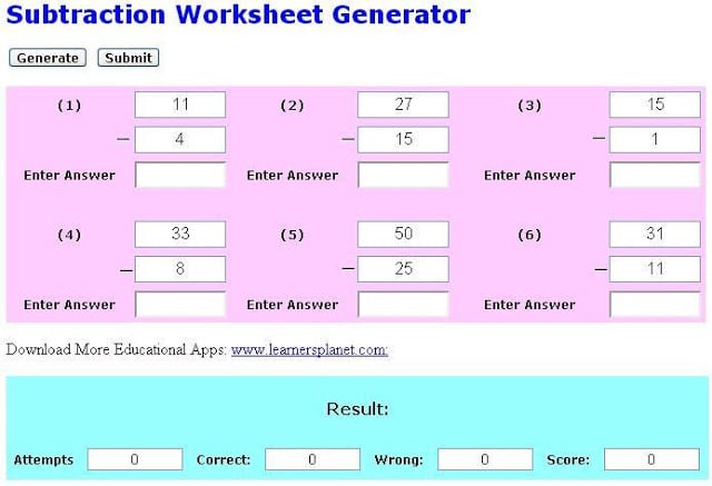 Subtraction Creator截图1