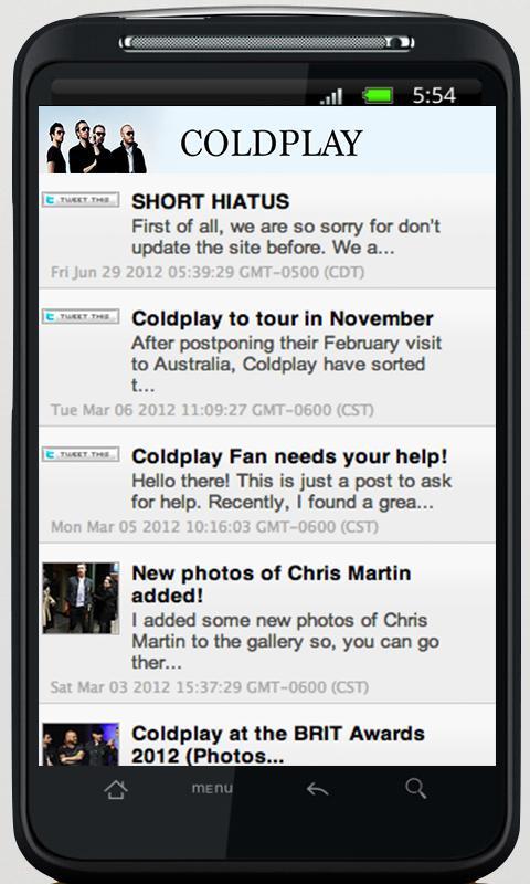 Coldplay App截图3