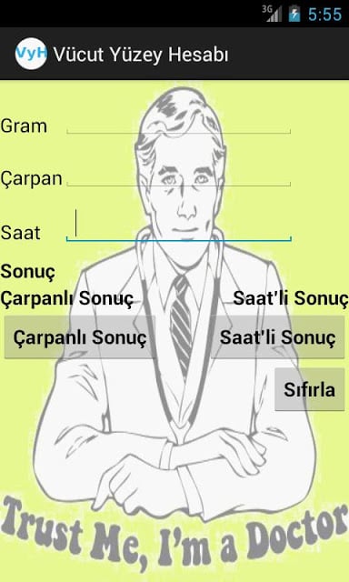 V&uuml;cut Y&uuml;zey Hesaplama截图2