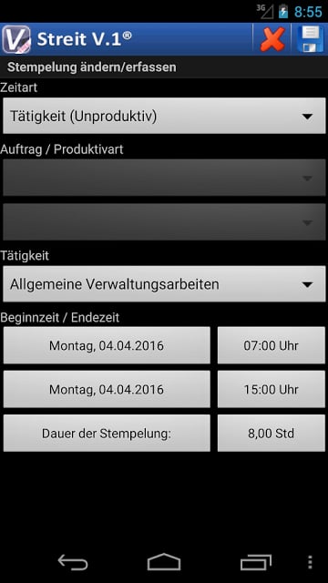 Streit V.1&reg; Zeiterfassung截图7
