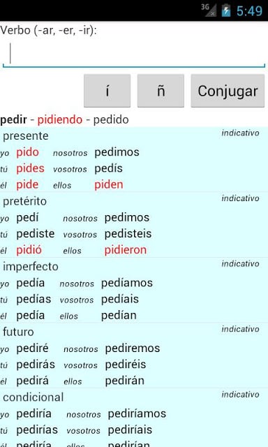 Conjugador de verbos espa&ntilde;oles截图1