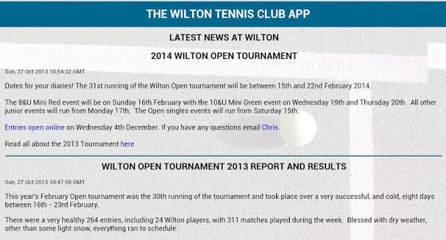 Wilton Tennis Club App截图1