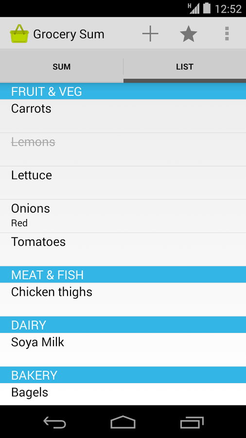 Grocery Sum Shopping List截图2