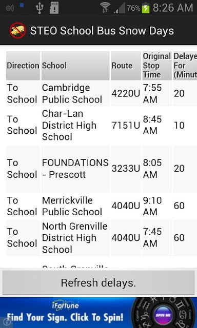 STEO School Bus Delays截图1