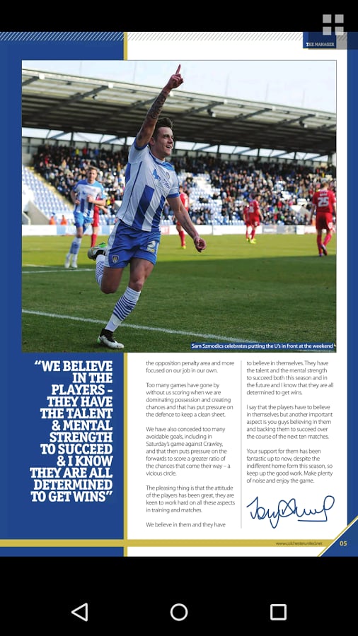 Colchester Utd programme...截图2