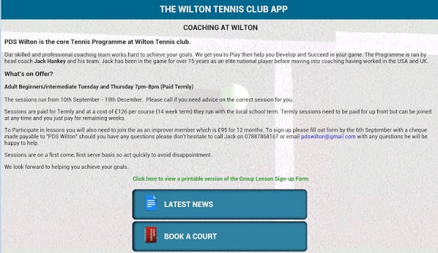 Wilton Tennis Club App截图4