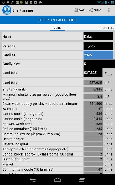 UNHCR Refugee Site Plann...截图7