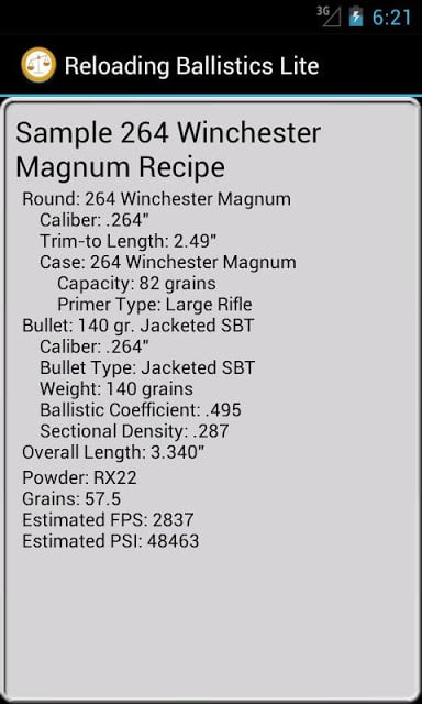 264 Winchester Mag Ballistics截图1