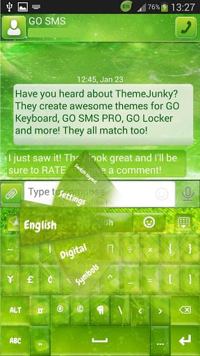 GO Keyboard Green Sparkle Theme截图6