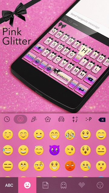 Pink Glitter Emoji Keyboard截图2